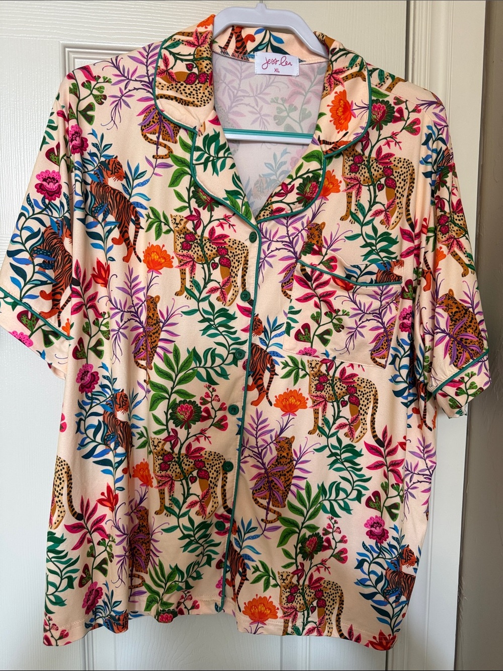Jess Lea Women's Cream Floral Pajama Top - Cream/Multicolor - Picture 5 of 5